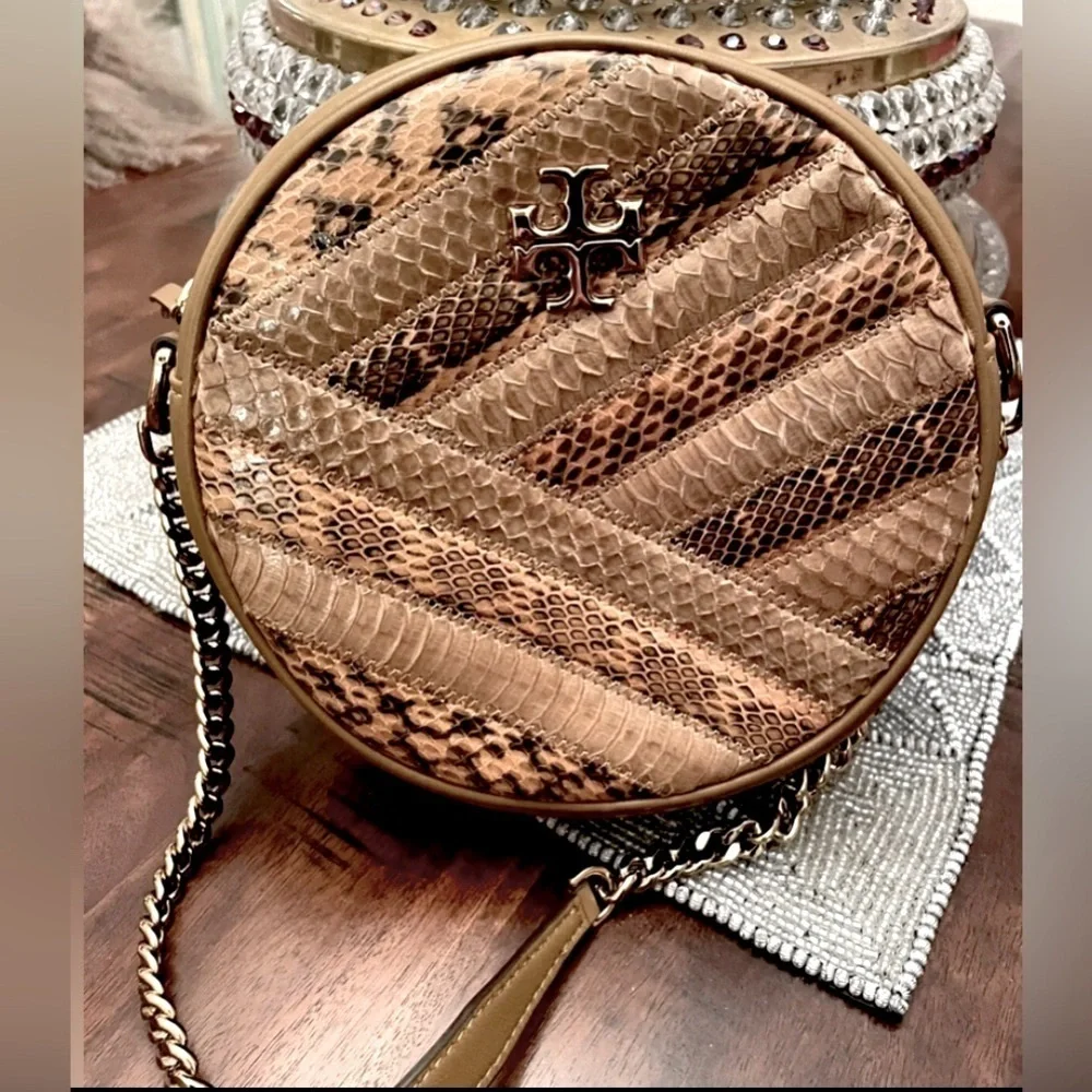 Tory Burch Authentic Tory Burch Kira Chevron Snakeskin Circle Bag EUC